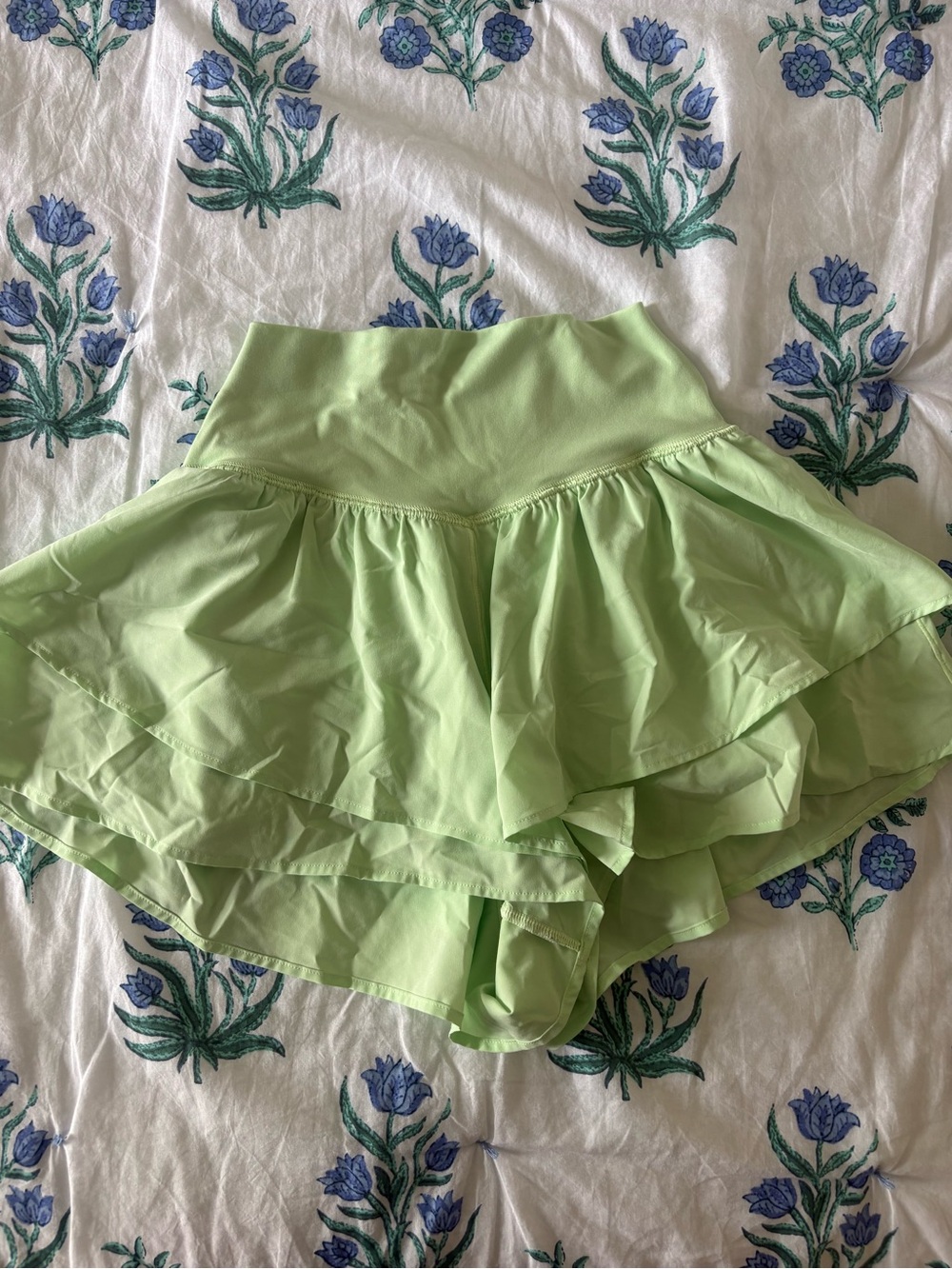 Layered Light Green Athletic Skort Shorts with High Waist